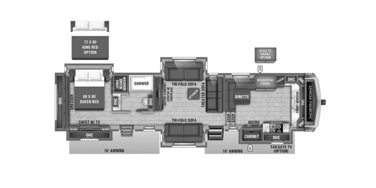 2020 Jayco North Point 383FKWS Fifth Wheel at Trailers and Hitches STOCK# E0063 Floor plan Layout Photo