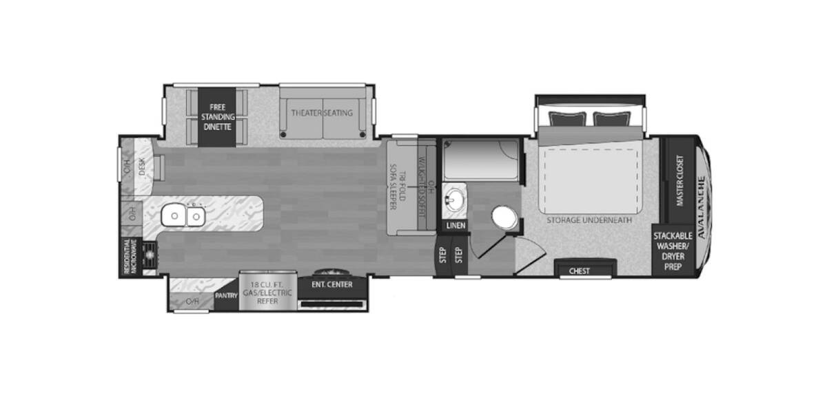2017 Keystone Avalanche 330GR Fifth Wheel at Trailers and Hitches STOCK# 60814 Floor plan Layout Photo
