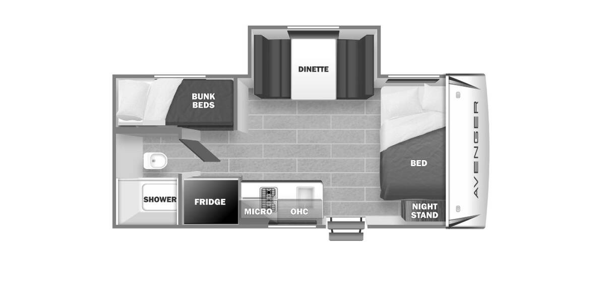 2022 Prime Time Avenger LT 17BHS Travel Trailer at Trailers and Hitches STOCK# 12826 Floor plan Layout Photo