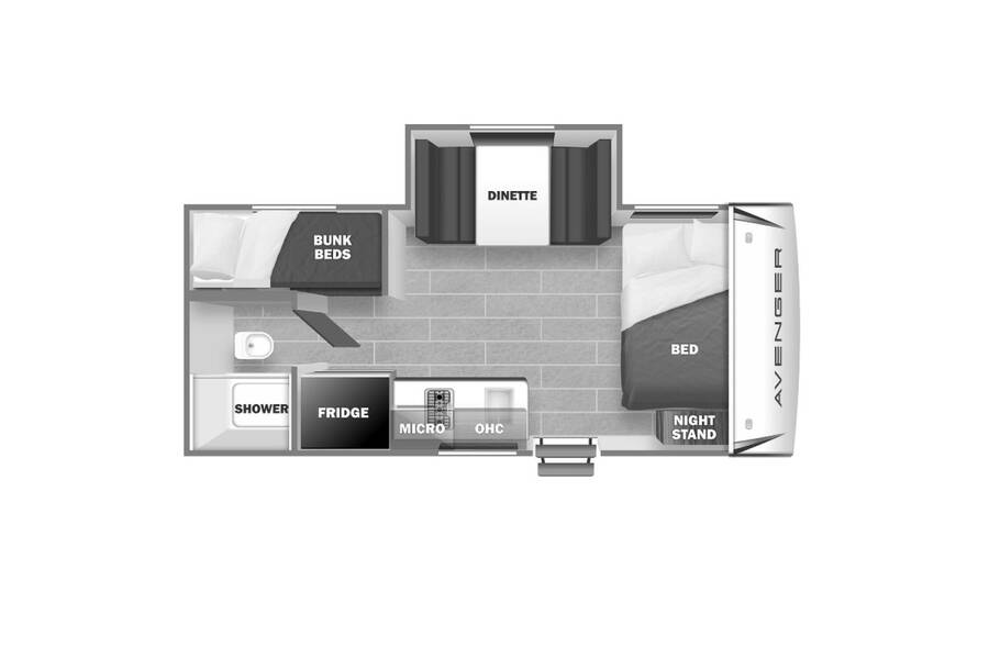 2022 Prime Time Avenger LT 17BHS  at Trailers and Hitches STOCK# 12826 Floor plan Layout Photo