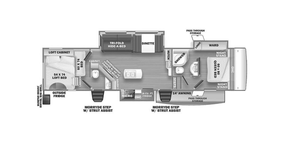 2022 Sierra 3440BH Fifth Wheel at Trailers and Hitches STOCK# 51965 Floor plan Layout Photo