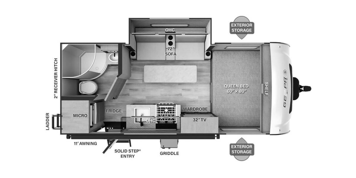 2023 Rockwood Geo Pro 19FBS Travel Trailer at Trailers and Hitches STOCK# 27364 Floor plan Layout Photo