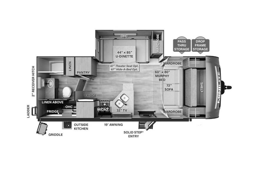 2023 Rockwood Mini Lite 2507S Travel Trailer at Trailers and Hitches STOCK# 53914 Floor plan Layout Photo