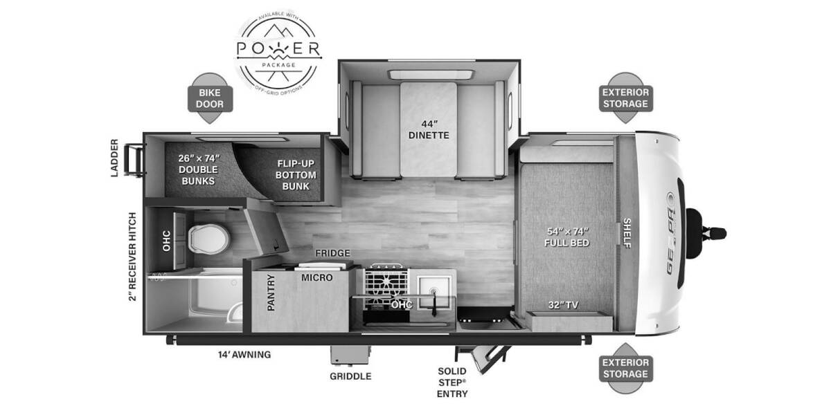 2023 Rockwood Geo Pro 20BHS Travel Trailer at Trailers and Hitches STOCK# 29919 Floor plan Layout Photo