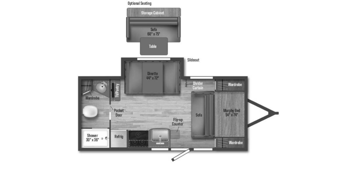 2022 Winnebago Micro Minnie 2108DS Travel Trailer at Trailers and Hitches STOCK# 70771 Floor plan Layout Photo