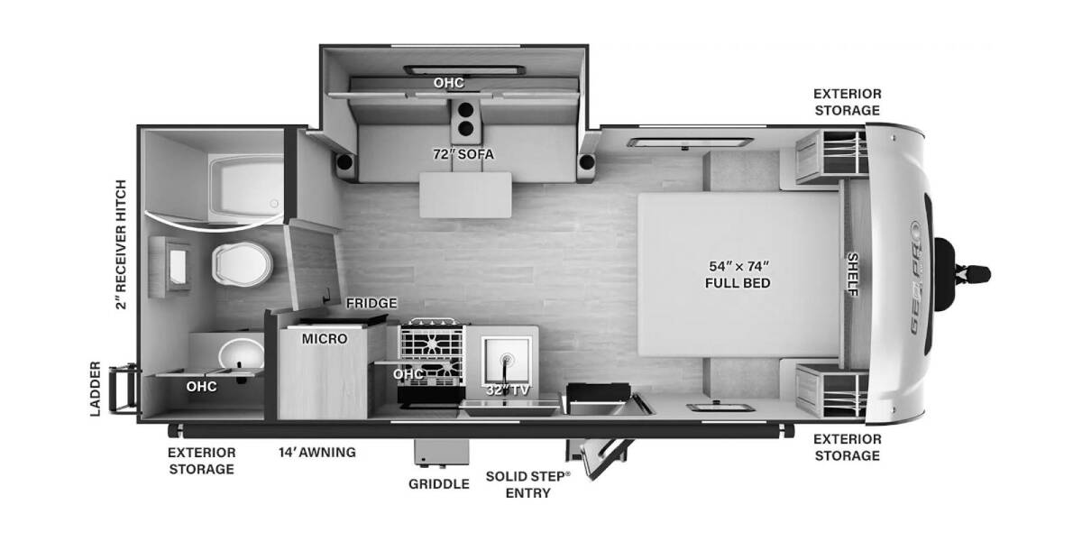 2024 Rockwood Geo Pro 20FBS Travel Trailer at Trailers and Hitches STOCK# 33875 Floor plan Layout Photo
