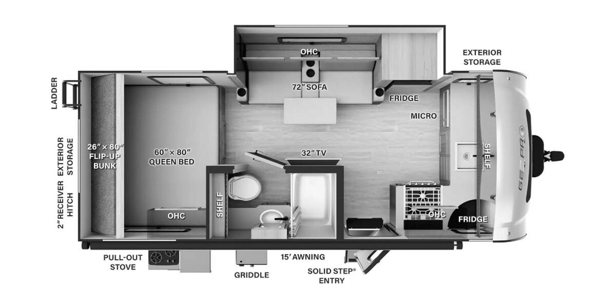2024 Rockwood Geo Pro 20FKS Travel Trailer at Trailers and Hitches STOCK# 34159 Floor plan Layout Photo